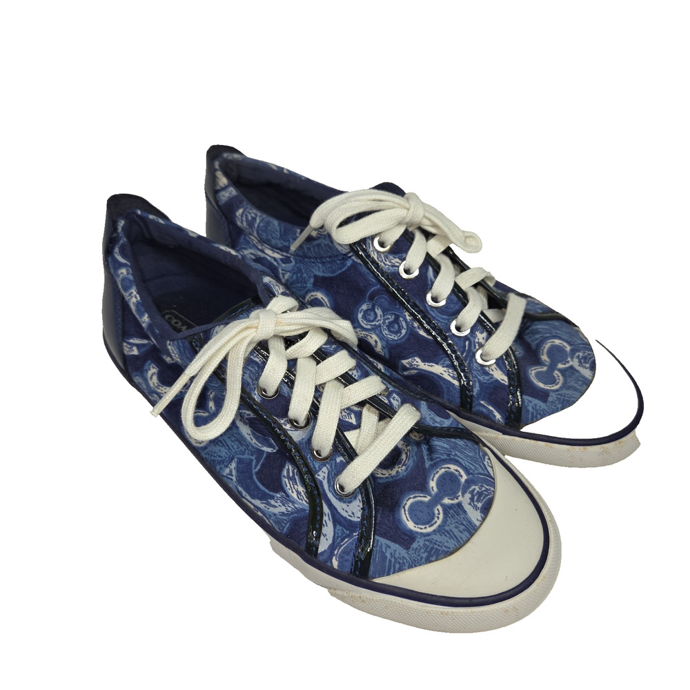 Navy Patterned Low-Top Women's Sneakers